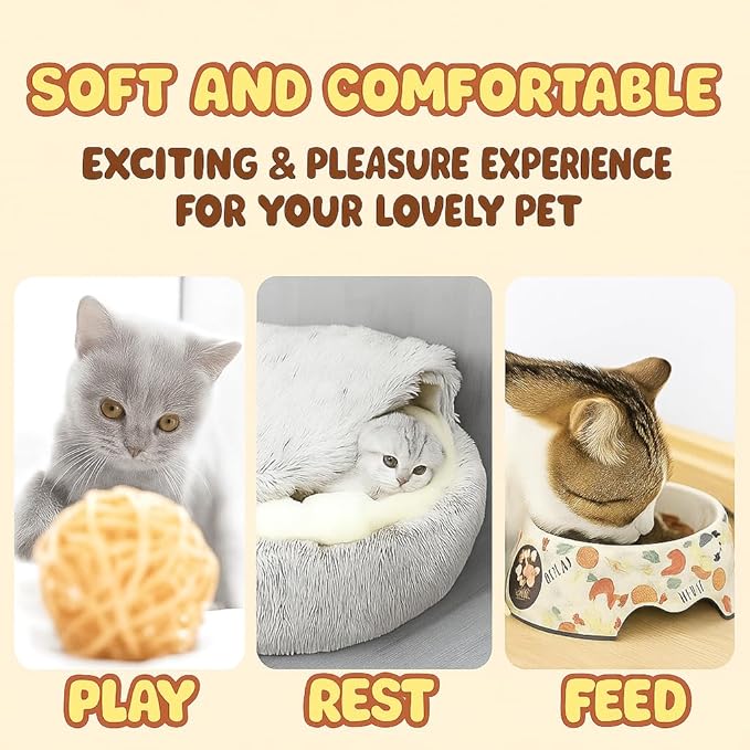 Nest Bed - Lapcatz Cat Beds for Indoor Cats, Fluffy Cat Bed Cave Plush Warm Nest for Cats (Rainbow,XXL 32"x32")