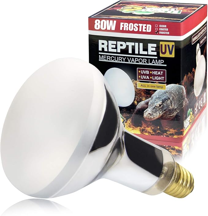 LUCKY HERP 80 Watt UVA+UVB Vapor Heat Lamp Bulb, High Intensity Self-Ballasted Heat Basking Lamp/Bulb/Light for Reptile and Amphibian, Sun Lamp for Bearded Dragon Lizard Turtle