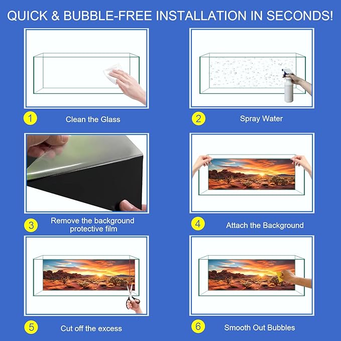 Aquarium Background & Terrarium Background – Ultra HD Static Cling, Tape-Free, Desert Sunset Design for Reptile Tank Decorations, Perfect for Bearded Dragon and Leopard Gecko Tanks 23.6 X 70.8 Inches