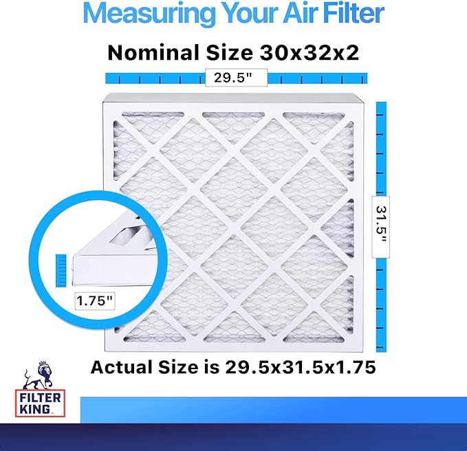 Filter King 30x32x2 Air Filter | 5-PACK | MERV 8 HVAC Pleated A/C Furnace