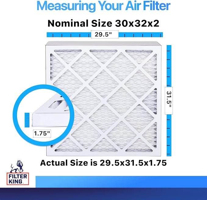 Filter King 30x32x2 Air Filter | 4-PACK | MERV 8 HVAC Pleated A/C Furnace
