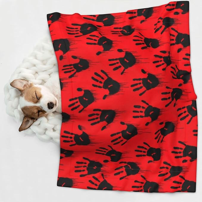 Pet Blanket for Couches and Beds, Funny Bloody Horror Halloween Theme, Reversible Double Sided Plush Design with Soft Bumpy Texture and Smooth Surface, Furniture Protector