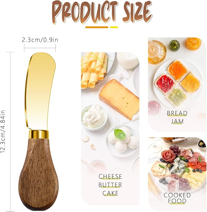 Gold Butter Spreader Knife Set of 4, Stainless Steel Blade
