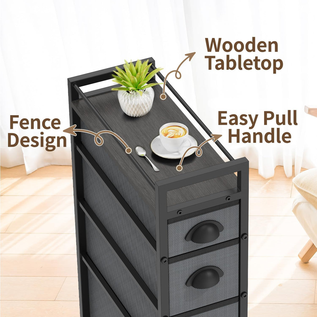 LASZOLA Narrow Cabinet Slim Storage Cart for Bathroom Small Space, Gray