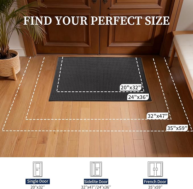 YIHOUSE Indoor Door Mat 24" x 36", Non-Slip Washable Entryway Mat, Dirt Trapper