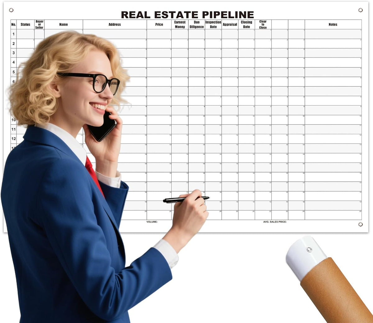Dry Erase Real Estate Whiteboard Poster 36"X24"