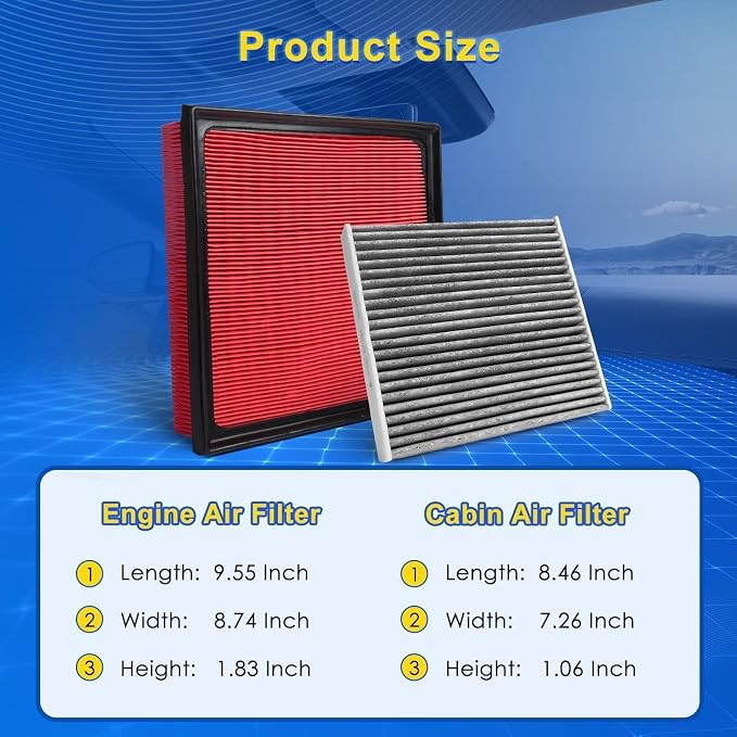 Cabin & Engine Air Filter Kit for 2019-2025 RAV4 2.5L