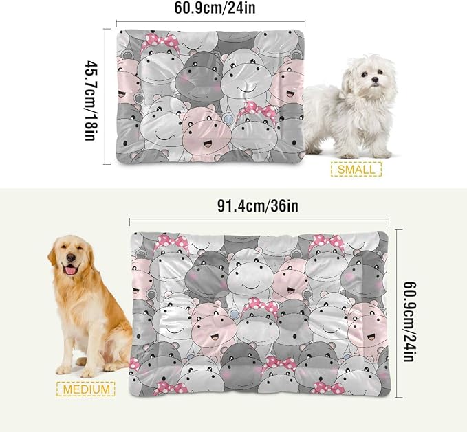 Hippo Cartoon Pet Bed Cute Dog Bed Mat Absorbing Non Slip Pad Pet Sleeping Mat for Small, Medium, and Large Dogs Puppy Cat 24 in x 18 in