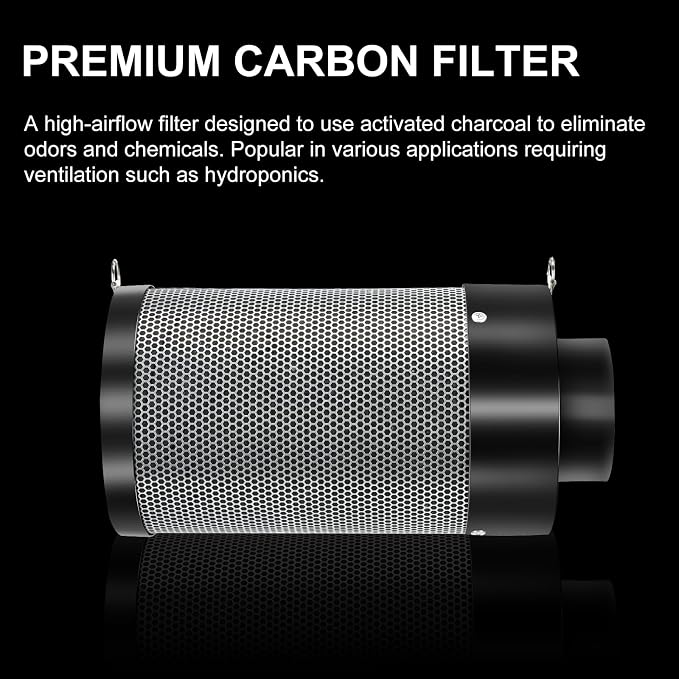 Atour 4'' Air Filtration Kit – 12-Speed Control, Quiet 14cm Fan & Carbon