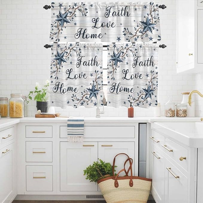 Farmhouse Kitchen Curtains Set 3 Piece