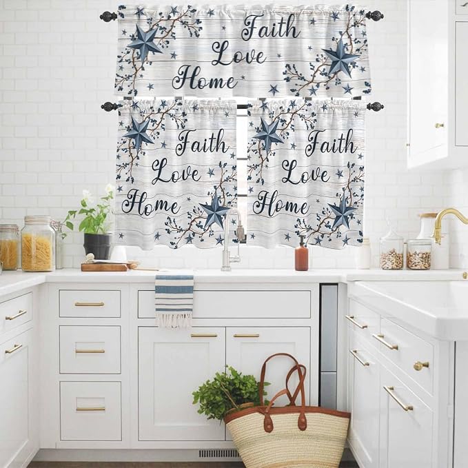 Farmhouse Kitchen Curtains Set 3 Piece