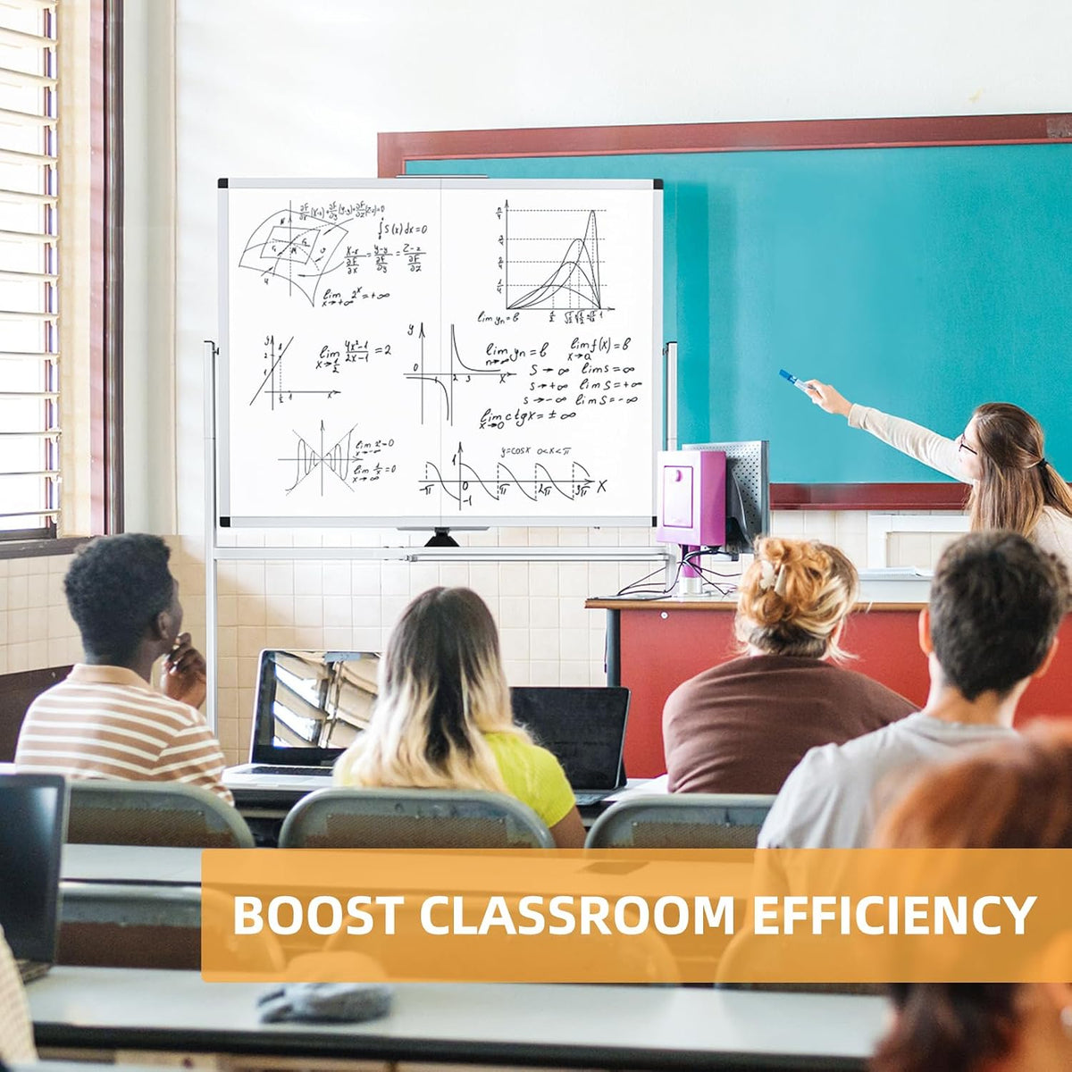 Rolling Dry Erase Whiteboard with Stand, 48" x 36" White Board on Wheels
