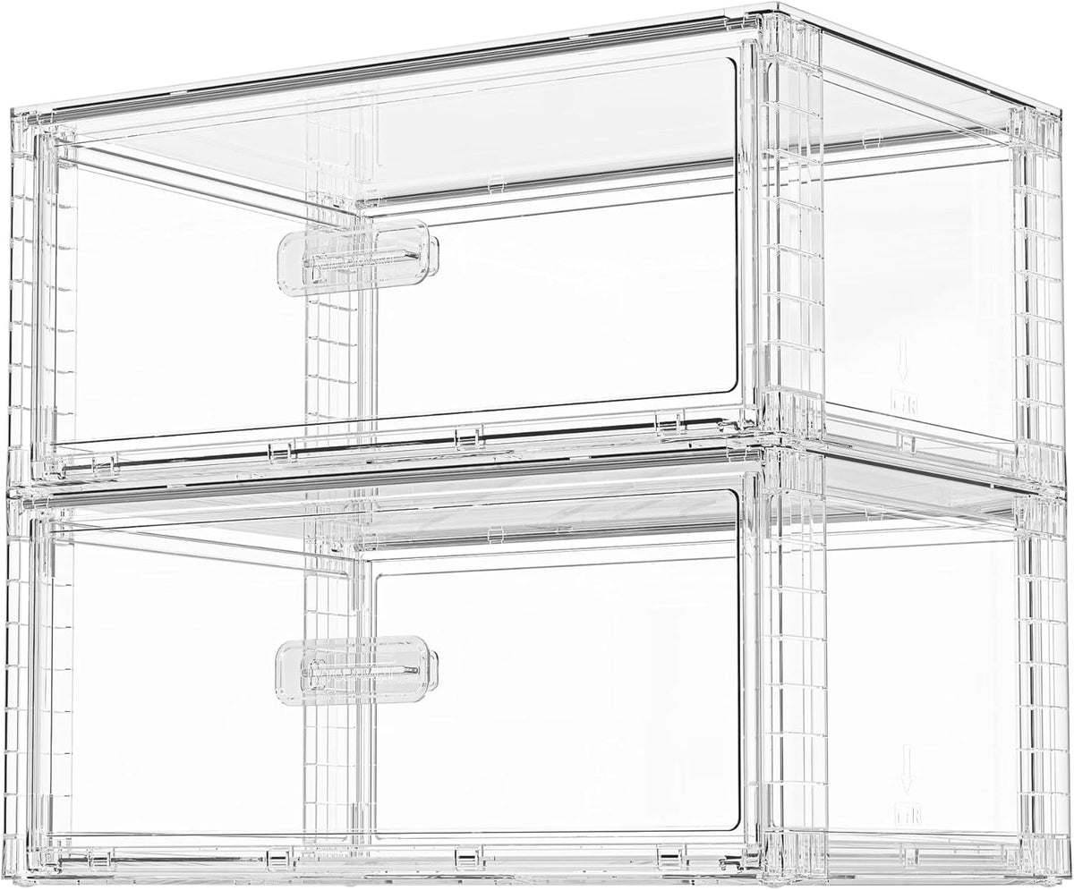 Vtopmart 2 Pack Large Clear Stackable Storage Drawers for Closet, 23QT