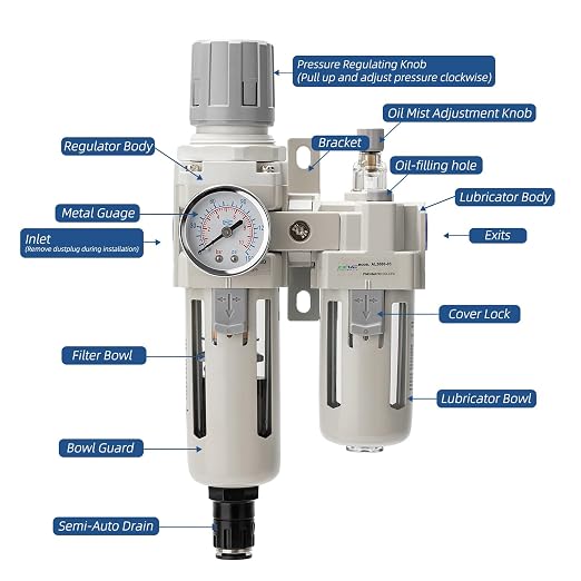 3/8" NPT Auto-Draining Air Filter Regulator Combo