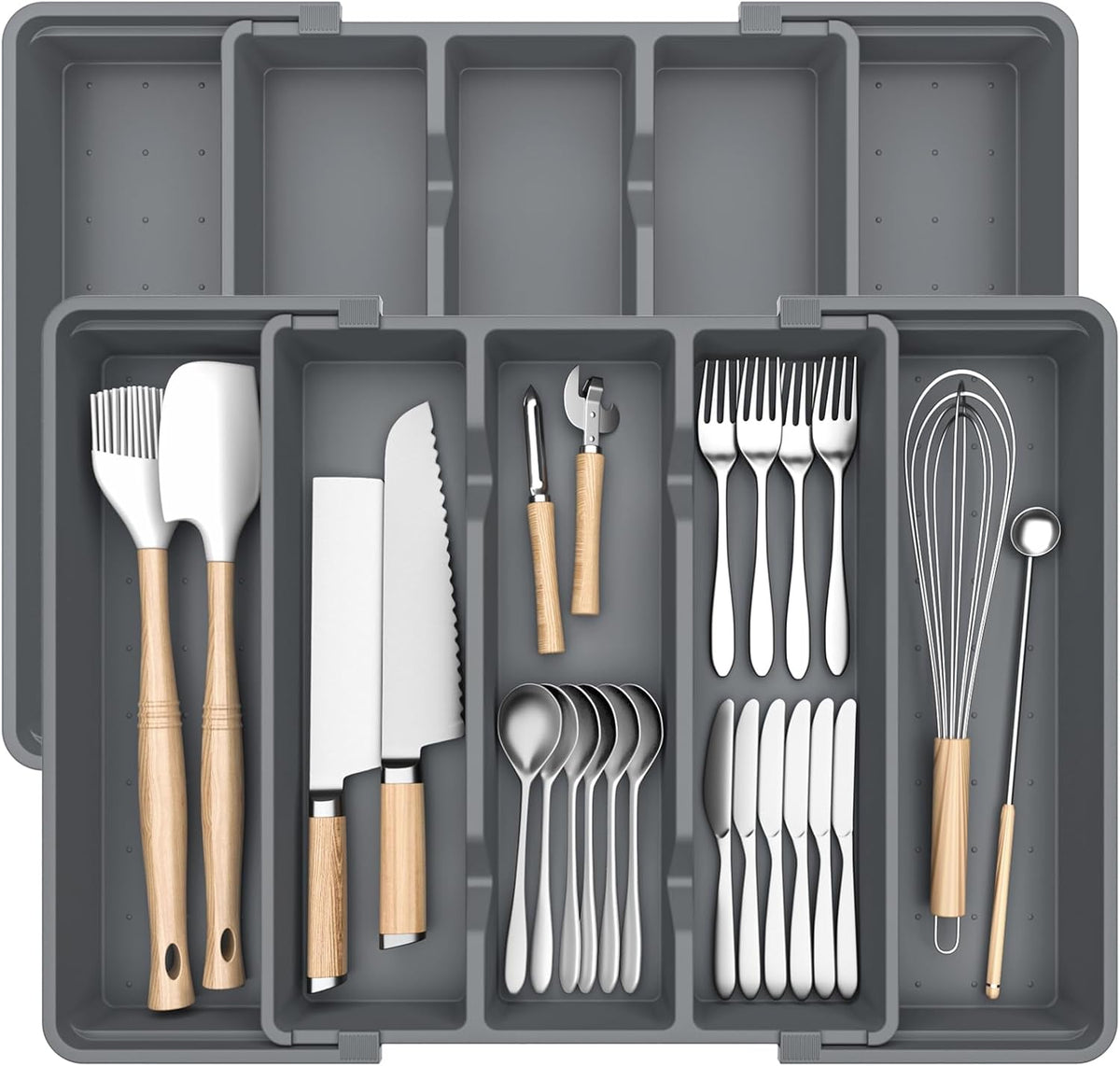 Large Expandable Silverware Drawer Organizer, Utensil Tray