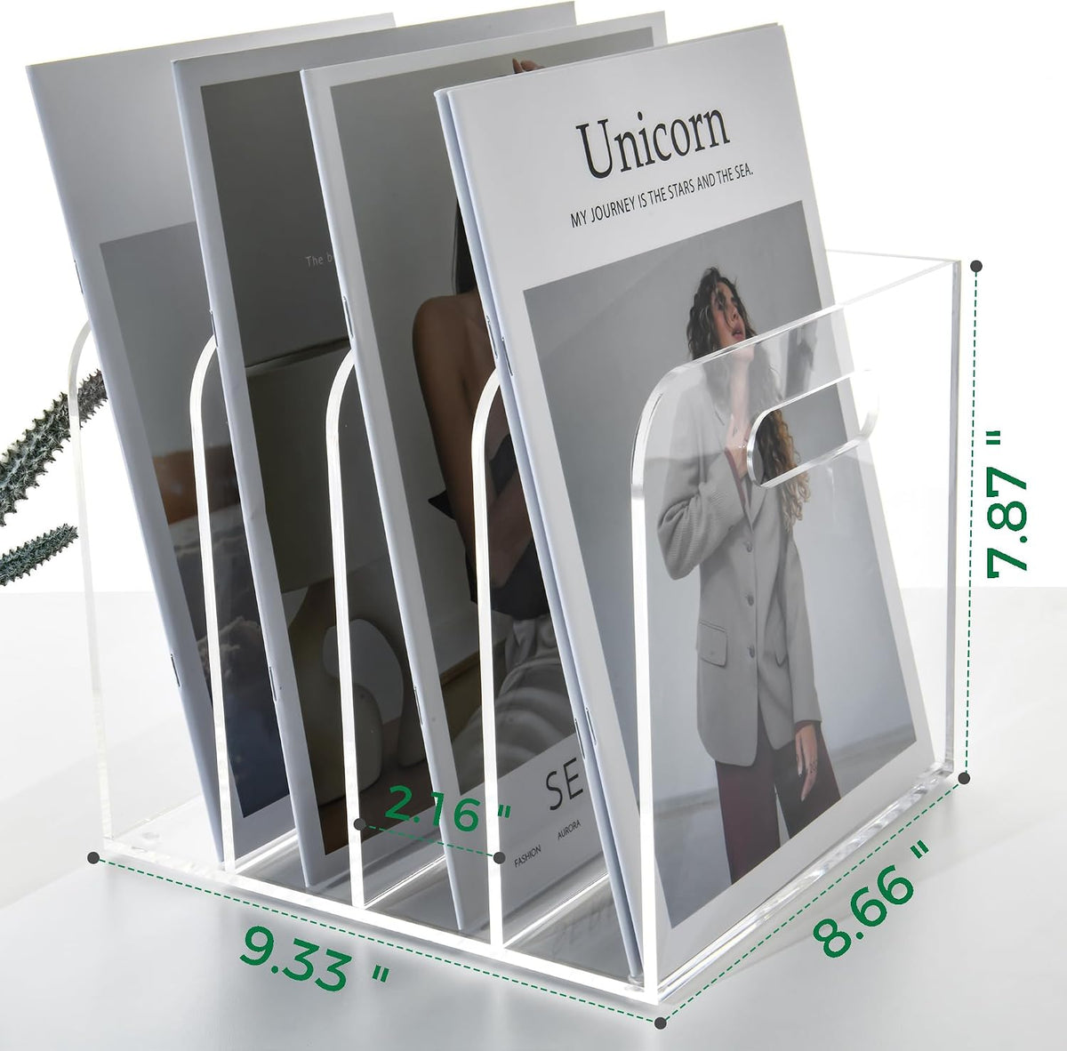 4 Vertical Compartments File Holder, Clear Acrylic Desk Organizer and Storage Bins Holding for Magazines, Binders, Notebooks, Envelopes, Multi-purpose Document Organizer for Home Office