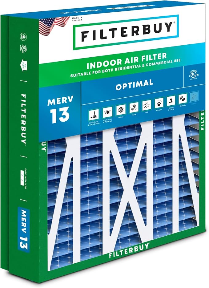 Filterbuy 21x23.5x5 Air Filter MERV 13 Optimal Smoke & Allergy Defense