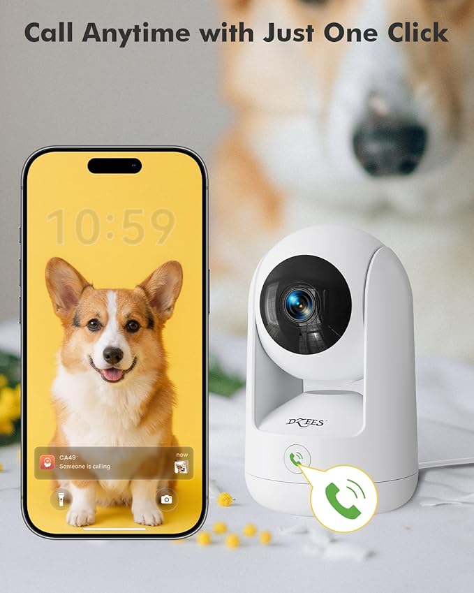 Dzees 2K Indoor Security Camera 4 Pack, 360 Degree WiFi Pet Camera with Phone App, 5G and 2.4G, Wired Home Camera with 2-Way Audio, Motion Tracking, Night Vision, White