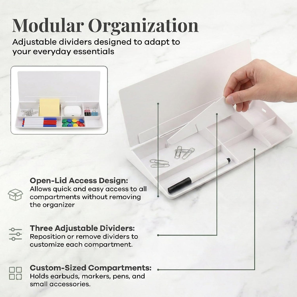 Birch Desktop Glass Whiteboard with Magnetic Weekly Calendar – Dry Erase Board, Keyboard Stand, Hidden Storage, Adjustable Dividers, 3 Markers & Eraser – Office, Home, School – Cloud