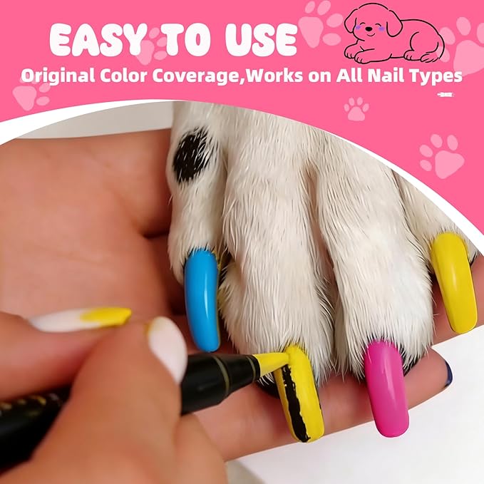 15 Colors Dog Nail Polish Pens Quick Dry, Pet Nail Polish Set for Dogs DIY Dogs Puppy Nails, Dog Safe Nail Polish Non Toxic, Odorless, Easy to Apply