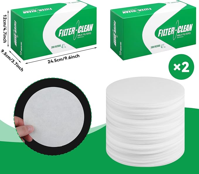 400 Pack Milk Filter Discs Quick Flow Non-gauze Small 4-9/16" Od Replacement