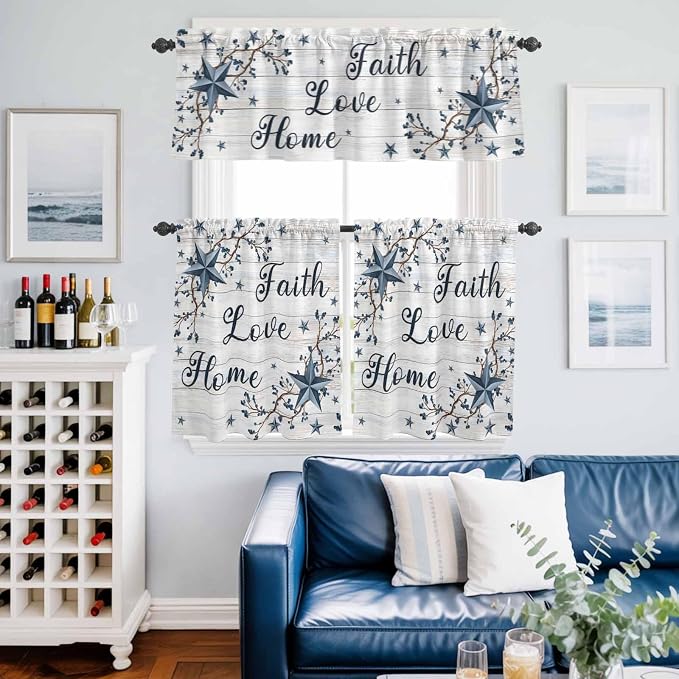 Farmhouse Kitchen Curtains Set 3 Piece