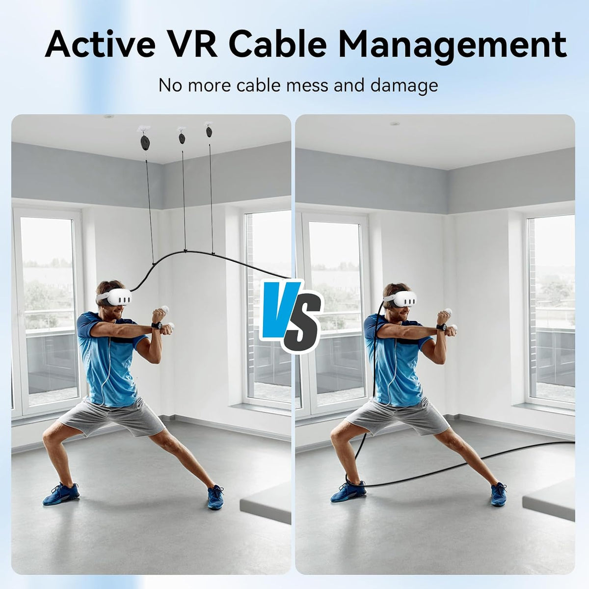AMVR VR Cable Management System, 6 Packs Ceiling Pulley System Compatible with Meta Quest 3S/3/2/Valve Index/Rift S/PSVR/HTC VR Cord Accessories(VR Link Cable Not Included)