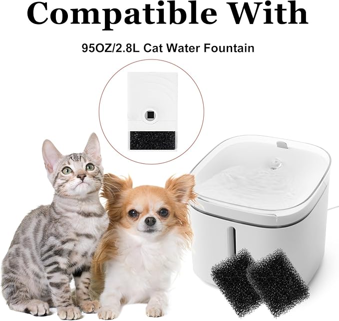 30 PCS Replaced Foam Filters, Pet Fountain Replacement Filters Cat Water