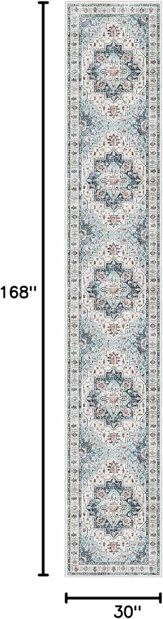 Madane Hallway Runner Rug 2'6''x14' Kitchen Runner, Non Slip Vintage Runners