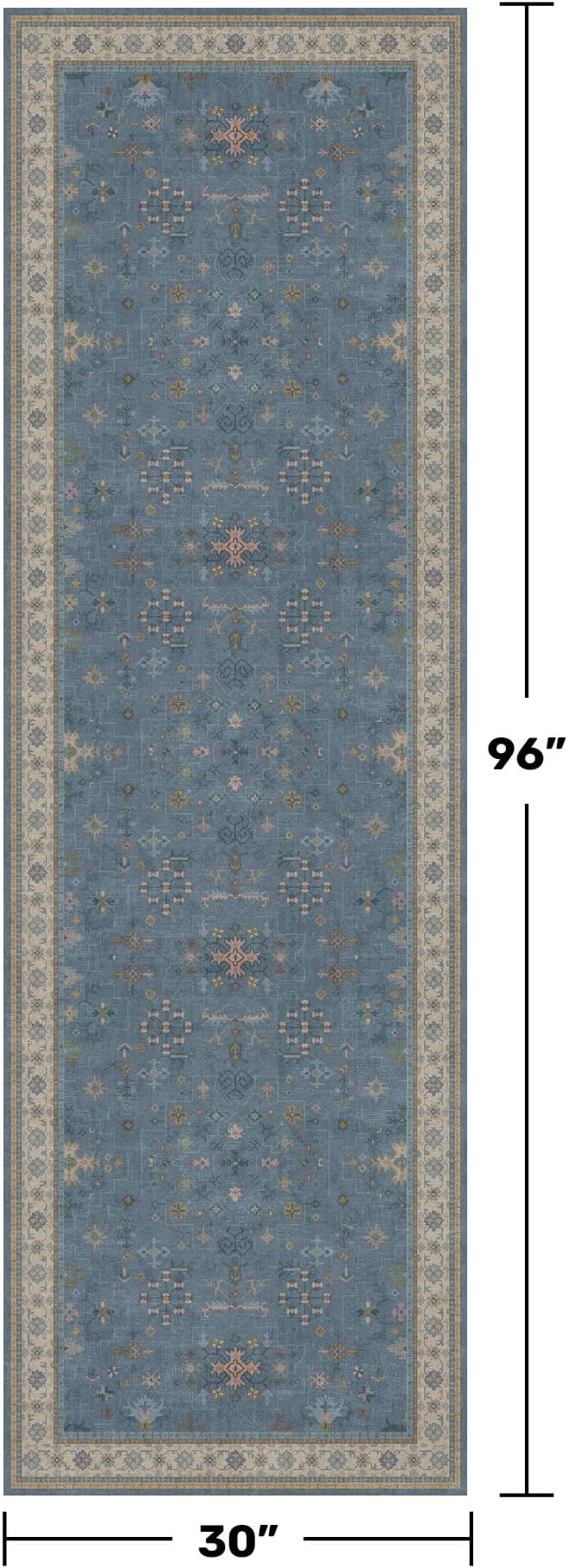 Blue Boho 2'6''x8' Wide Hallway Runner Rug