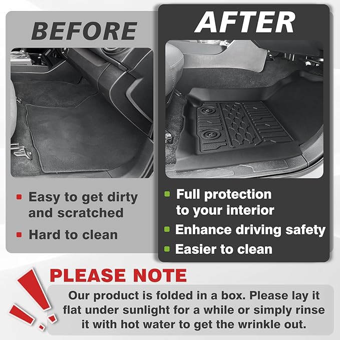TripleAliners Floor Mats All Weather Compatible with 2018-2023 Toyota Tacoma Accessories Double Cab Front & Rear Custom Fit TPE Extra Door Sill Protection, Only for Auto Trans (Floor Mats)