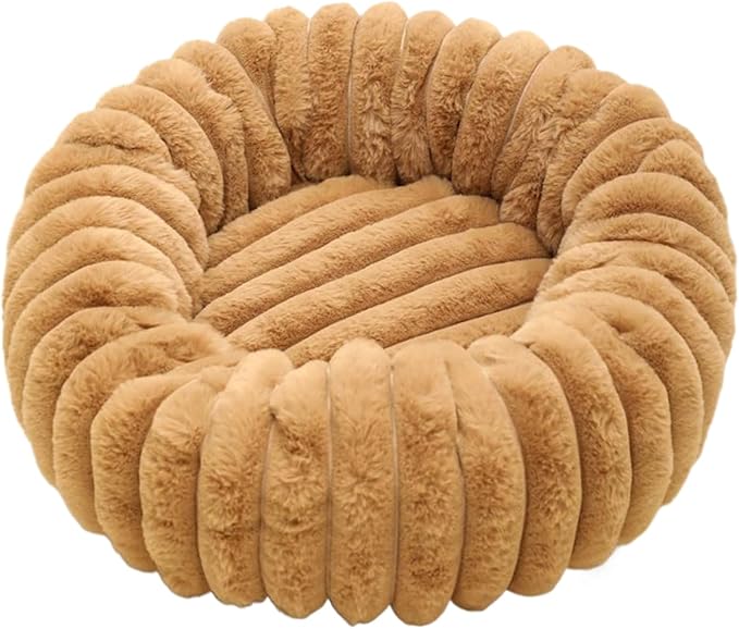 Round Dog Bed, Washable Warm Round Cat Couch, Plush Pet Cushion Non-Slip Pet Furniture for Apartment Travel Corner Home Bedroom Outdoor Offices Indoor Floor Balcony