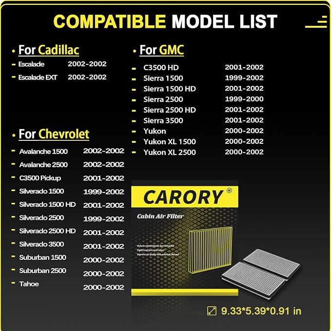 Cabin Air Filter w/Activated Carbon