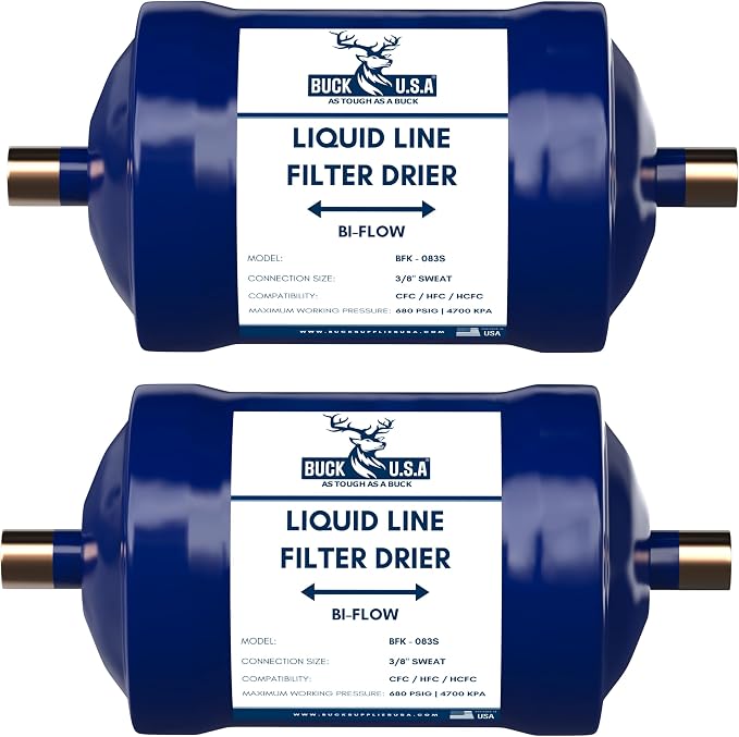 2 Pack Buck Bi-Flow Refrigerant Liquid Line Filter Drier 3/8" ODF Sweat BFK-083S