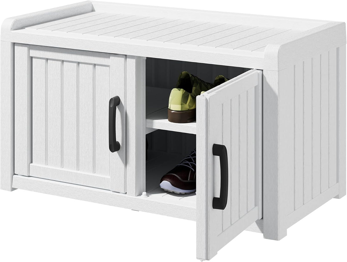 KAMABOKO Outdoor Shoe Storage Cabinet, White