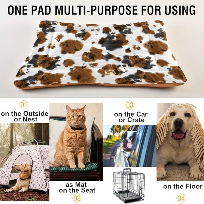 Pet Bed Cow Print Tie Dye Dog Bed Mat Absorbing Non Slip Pad Pet Sleeping Mat for Small, Medium, and Large Dogs Puppy Cat 36 in x 24 in