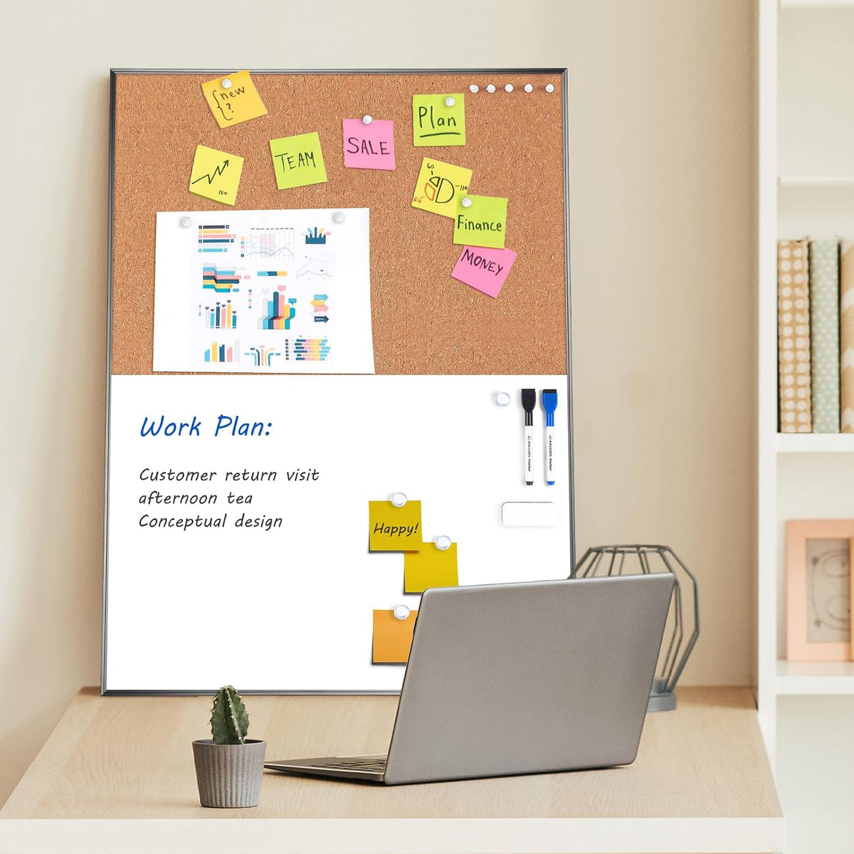 ARCOBIS Cork Board White Board Combo