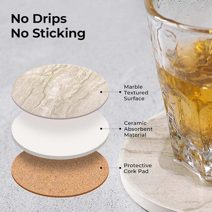 LIFVER Coasters for Coffee Table, Coasters for Drinks Absorbent, Drink Coasters