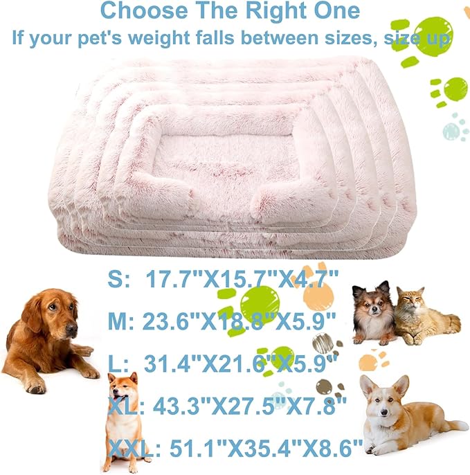 Dog Beds Large Sized dog Orthopedic, Sofa Dog Bed with Waterproof Lining and Nonskid Bottom, Rectangle Washable Dog Bed for Medium Small Dogs and Cats Comfortable ( Color : Pink , Size : 43 x 27" )