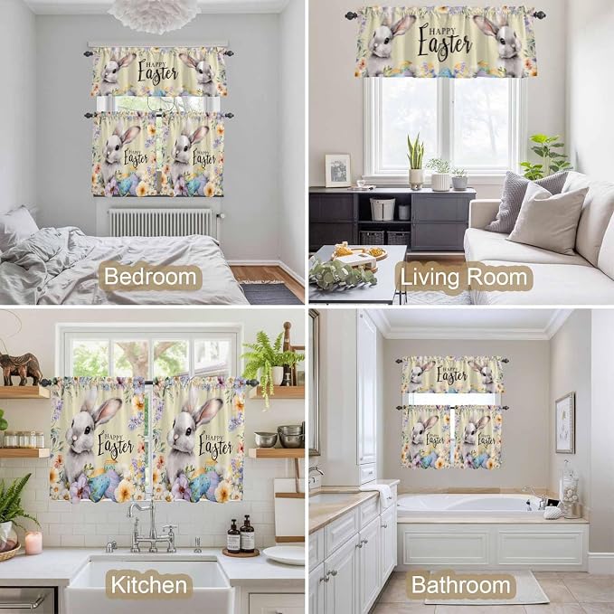 Happy Easter Kitchen Curtains Set 3 Piece