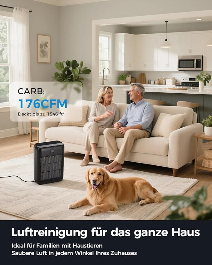 Slevoo Air Purifier for Home Large Room, H13 True HEPA Filter Air Purifiers & 3 × pre-filters for Bedroom,Office,Living Room,Covers Up to 1991.3 ft²,CADR 326m³/h (Black)