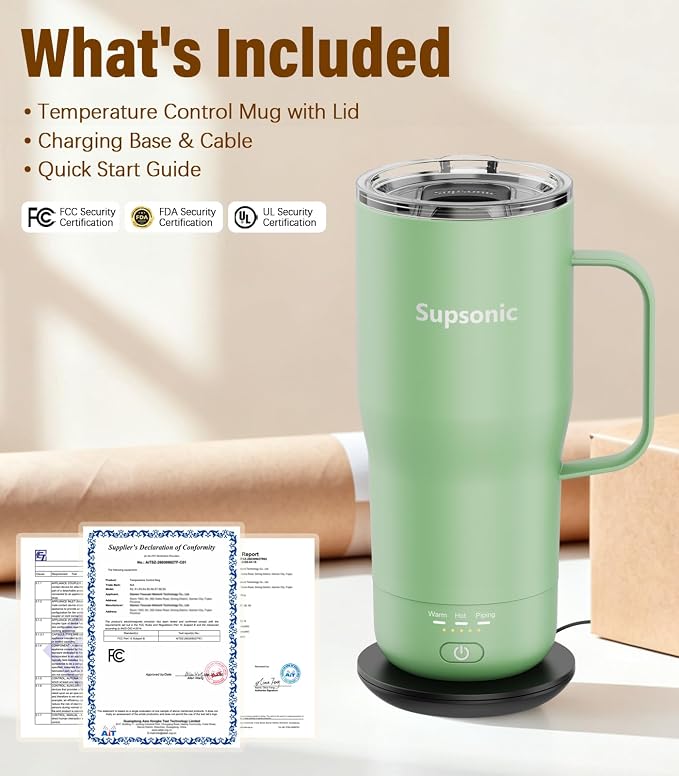 Supsonic Heated Coffee Mug, 20oz Electric Temperature Control Cup | Keeps