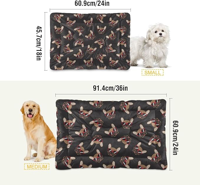 Pet Bed Funny French Bulldog Dog Bed Mat Absorbing Non Slip Pad Pet Sleeping Mat for Small, Medium, and Large Dogs Puppy Cat 36 in x 24 in