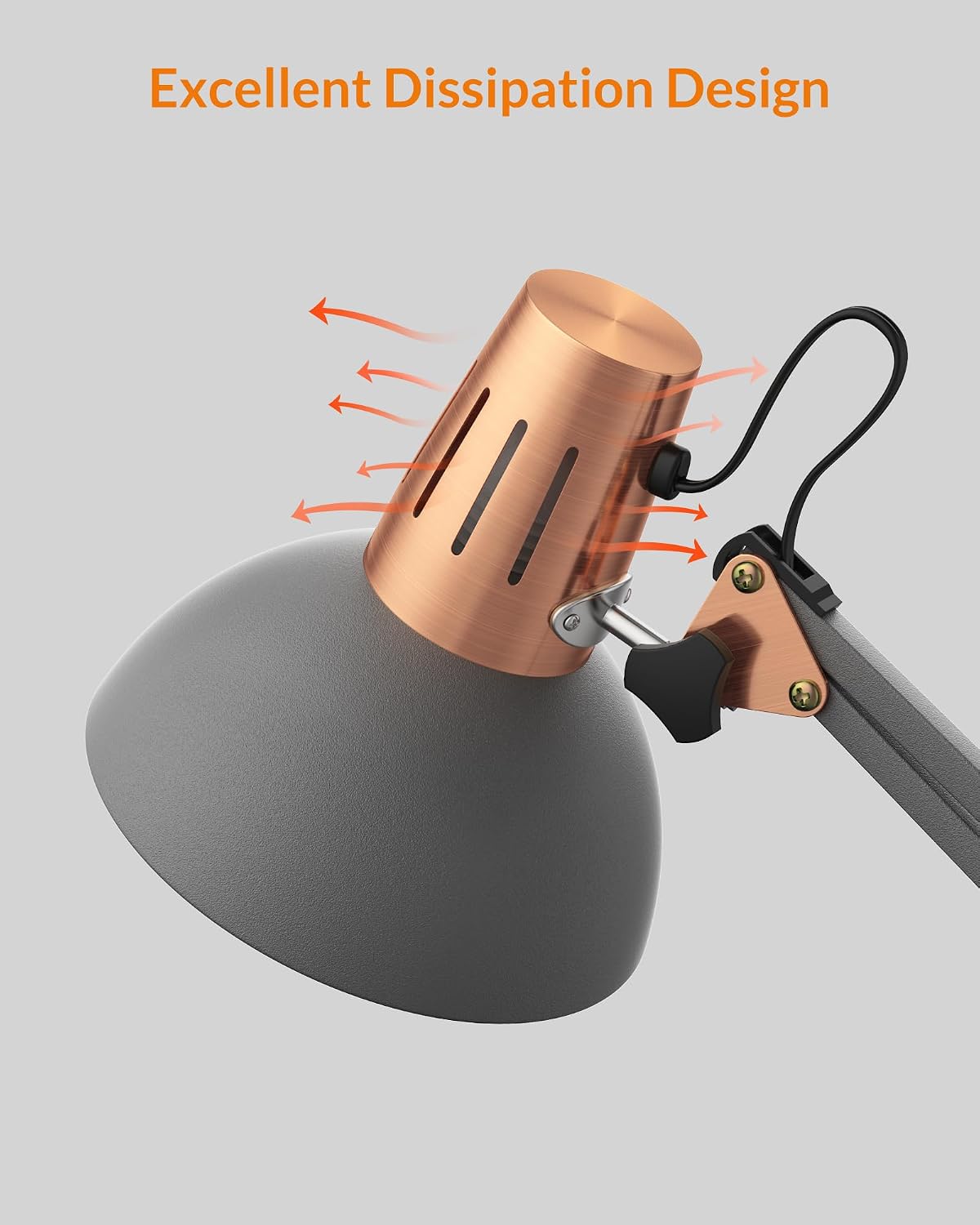LEPOWER Metal Adjustable Desk Lamp with Clamp, Swing Arm for Home Office