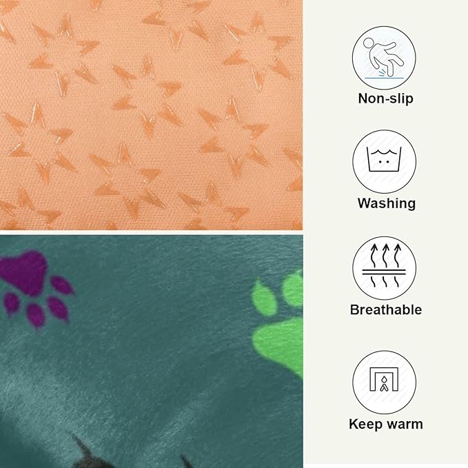 Dog Paw Colorful Pet Bed Cute Dog Bed Mat Absorbing Non Slip Pad Pet Sleeping Mat for Small, Medium, and Large Dogs Puppy Cat 24 in x 18 in