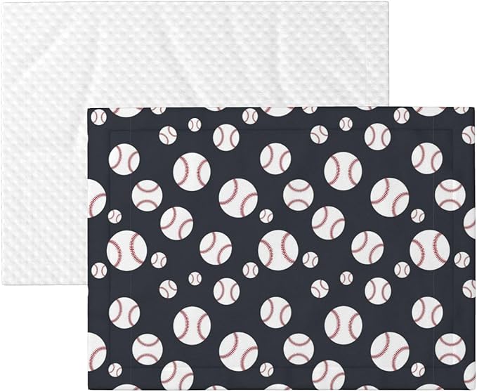 Dog and Cat Blanket in One, Baseball Softball Grey, Double Sided Plush Throw with Raised Dot Pattern on One Side and Flat Velvet on Other for Variety