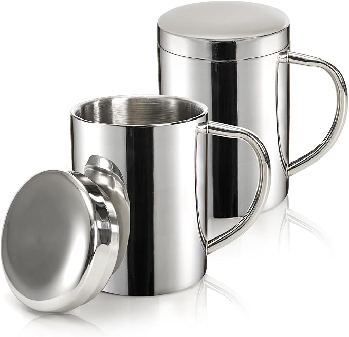 Yesland 2 Pack 13.5 oz Stainless Steel Double-Walled Metal Mugs