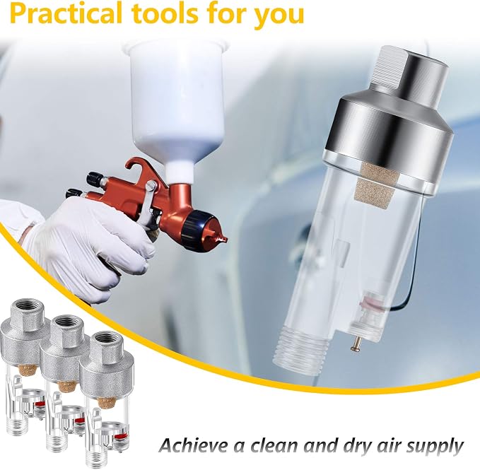 Honoson 6 Pcs 3 Pcs Airbrush in-line Water Trap Mini Air Filter Connect