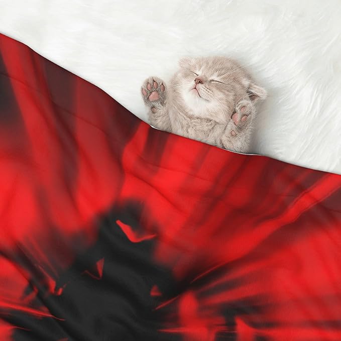 Waterproof Dog Blanket Soft Pet Blanket for Puppy Cat, Fleece Cat Throw Blankets for Furniture Bed Couch Sofa Reversible - The Red Head Skull