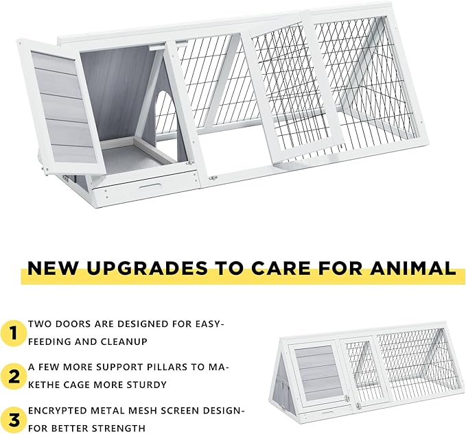 Small Chicken coop for 2-4 Chickens Outdoor Wooden with Waterproof Asphalt Roof, Ramp, and Multiple Doors Openable Top Pull-Out Tray Suitable for Outdoor Backyard (Off-White)
